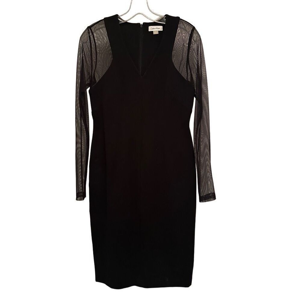 Calvin Klein mesh sleeve black dress- size 4